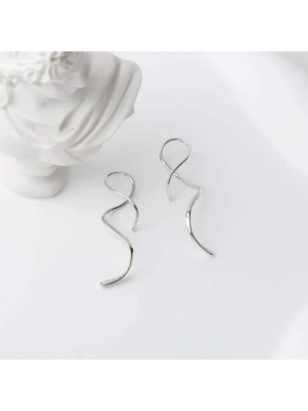 Handmade 925 Sterling Silver Spiral Threader Earrings | Elegant Pull Through